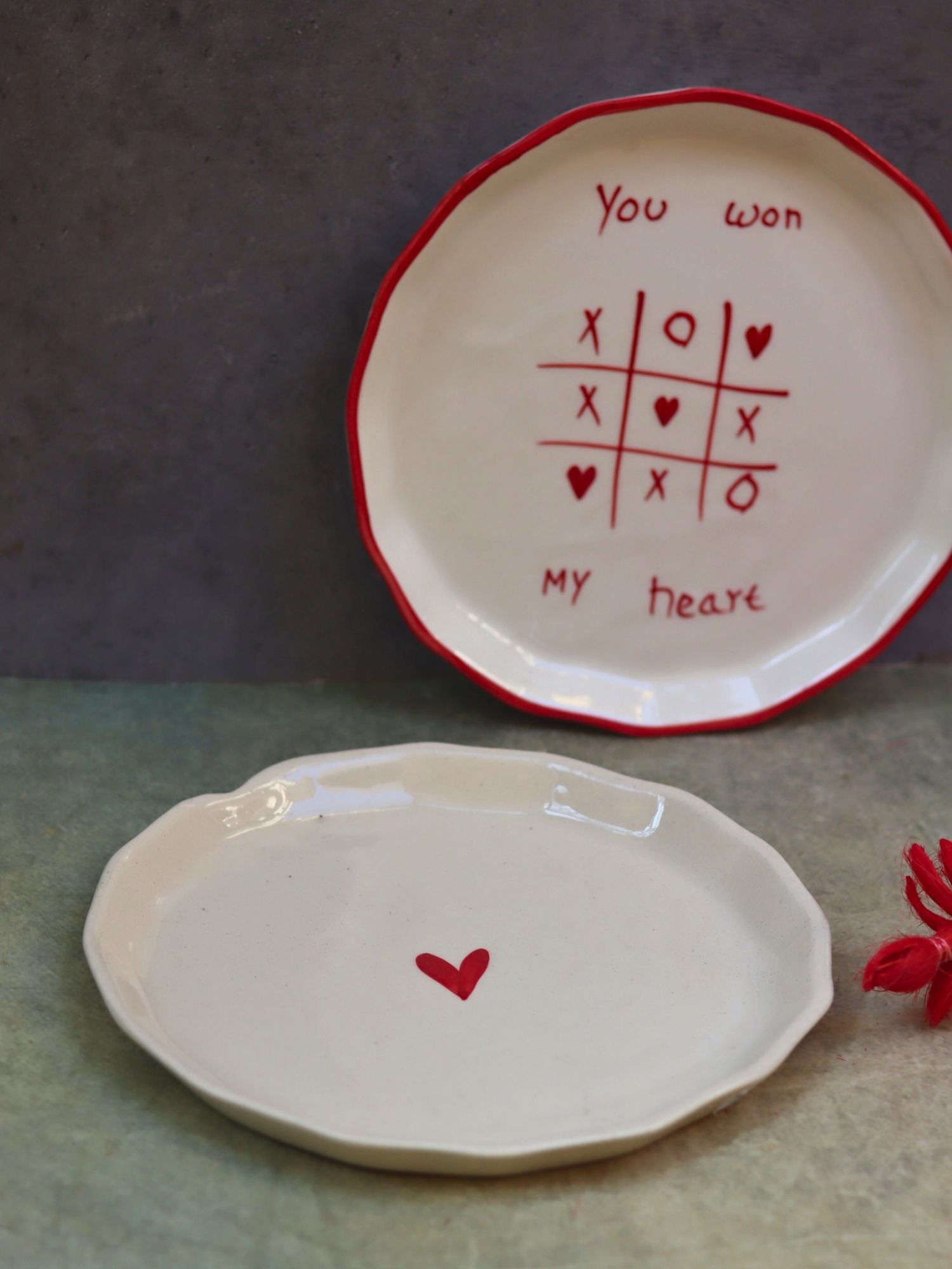Set of 2 - Heart & You won my heart plates combo with premium quality material