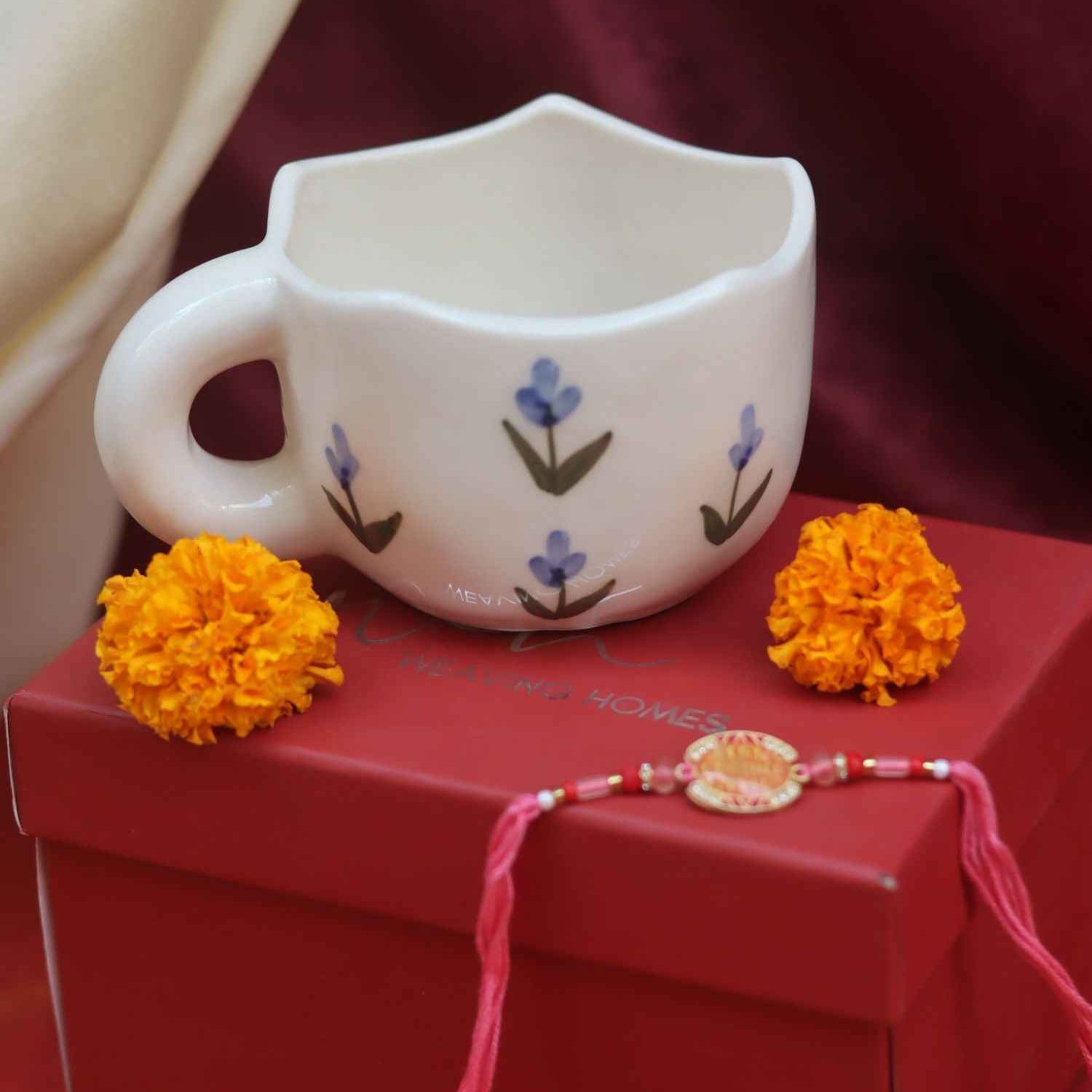 Blue tulip Mug rakhi Gift Box