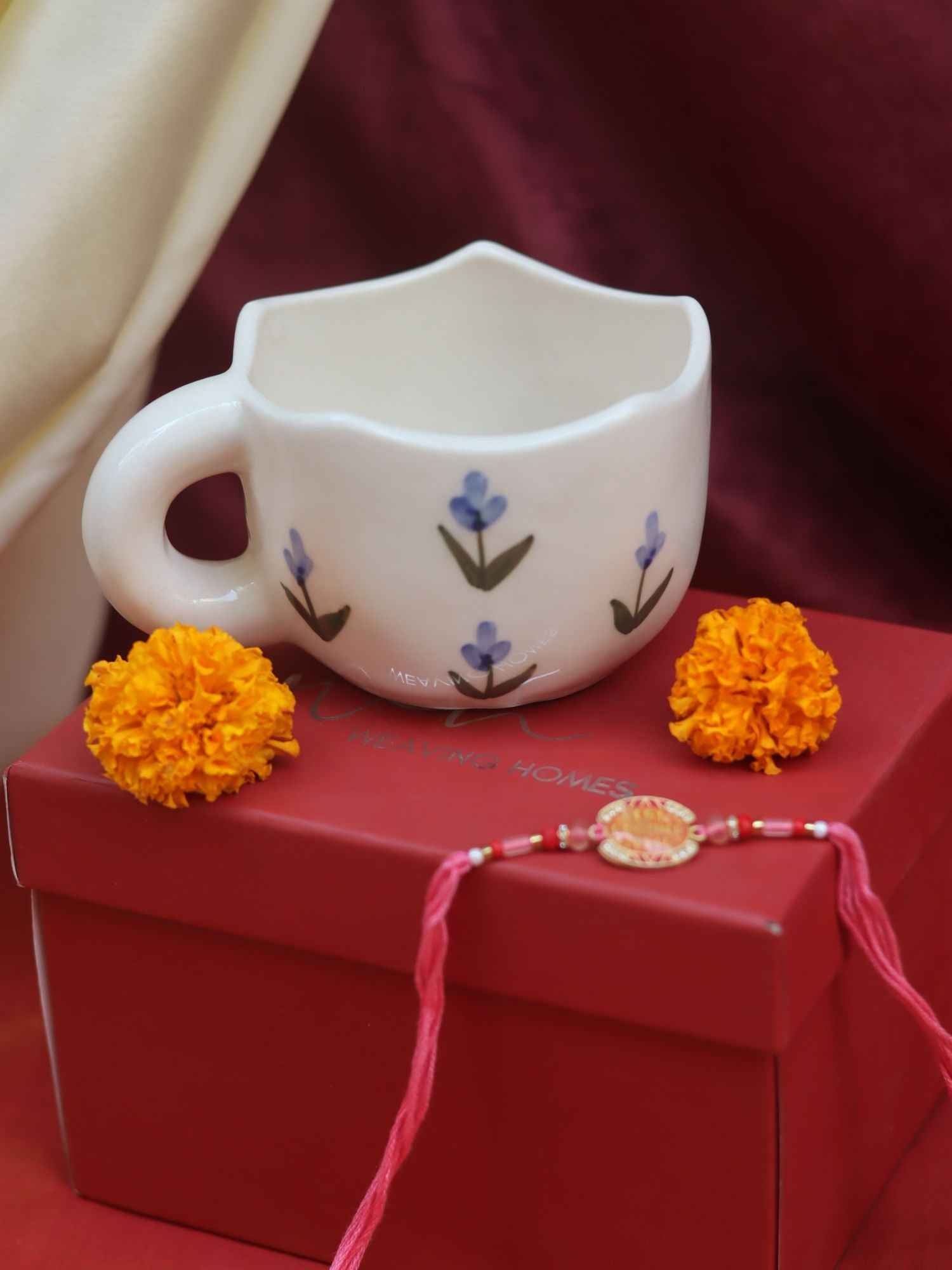Blue tulip Mug rakhi Gift Box