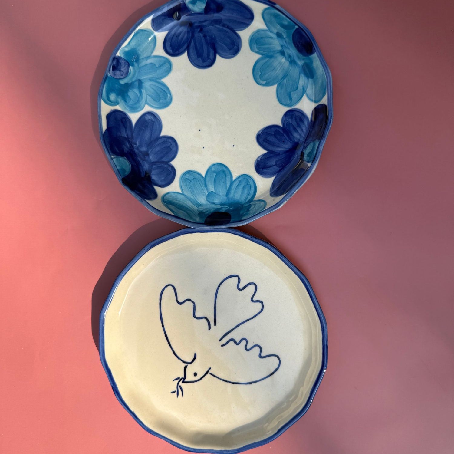 Blue floral & Birdie Snack Plate - Set of Two with premium quality material