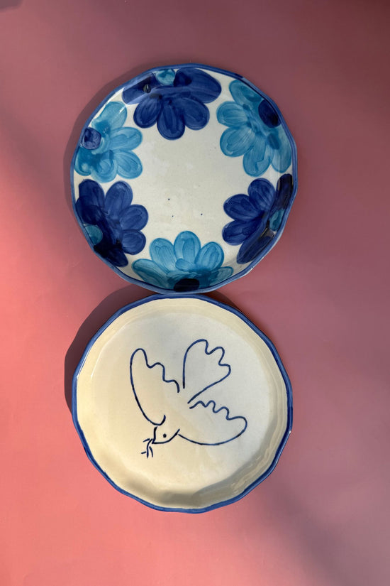 Blue floral & Birdie Snack Plate - Set of Two with premium quality material