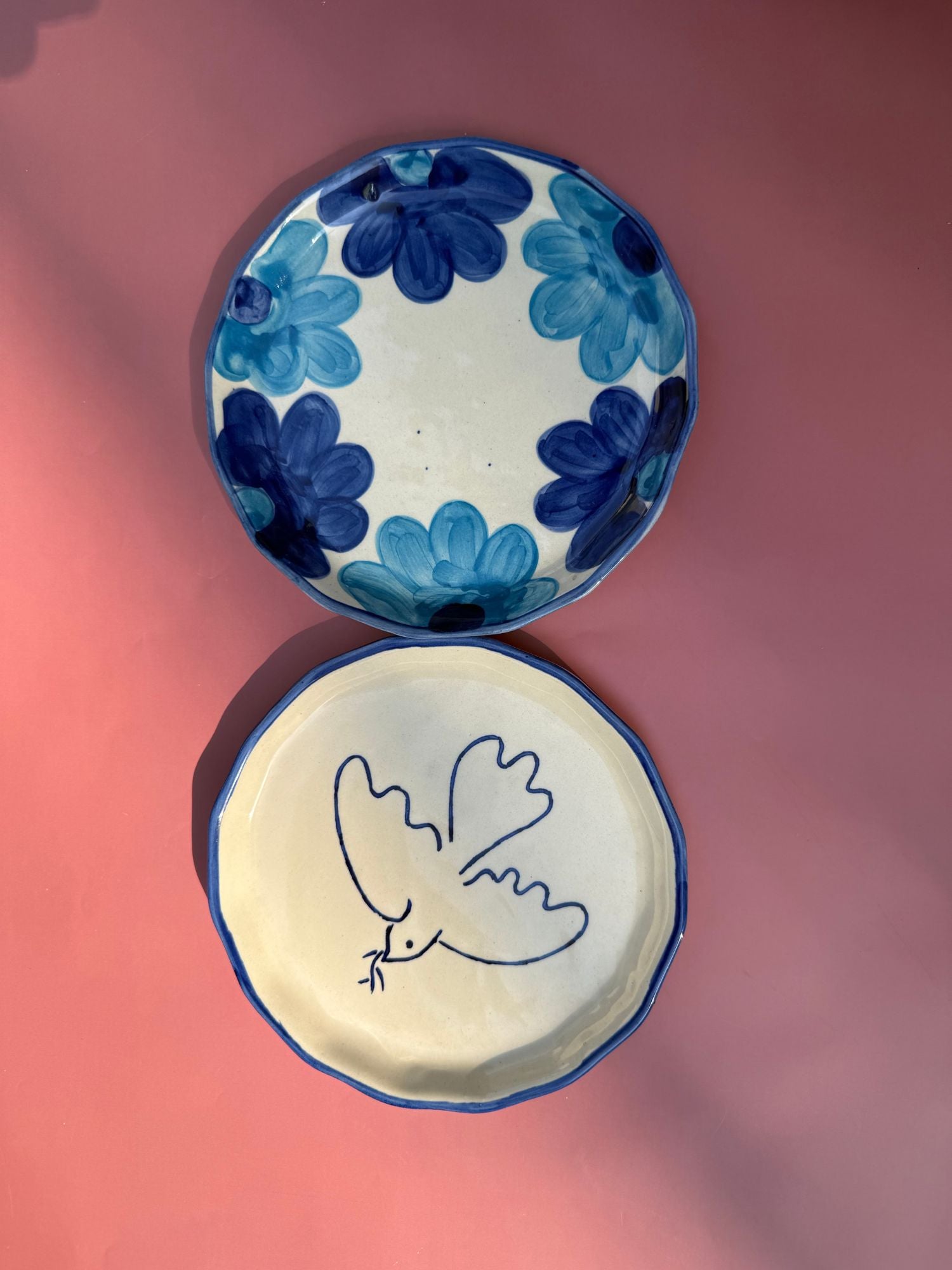 Blue floral & Birdie Snack Plate - Set of Two with premium quality material