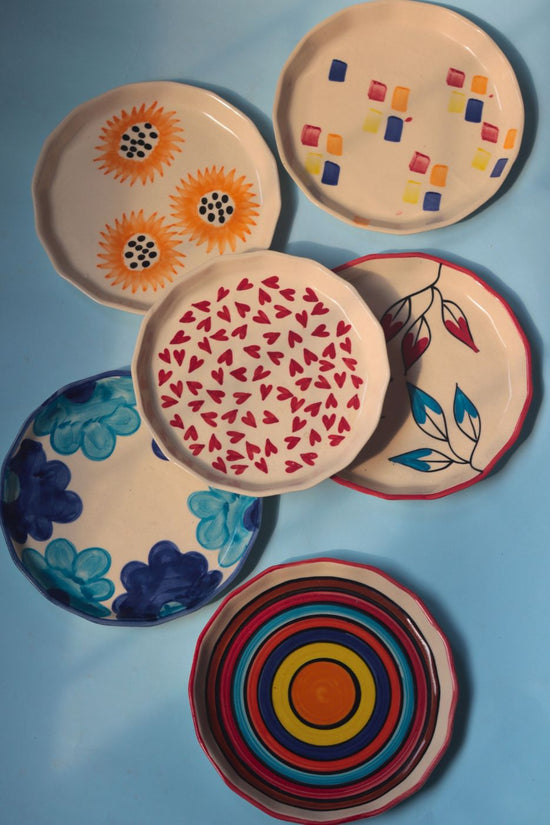 Set of 6 Ceramic Snack Plates (for the price of 5) handmade in india