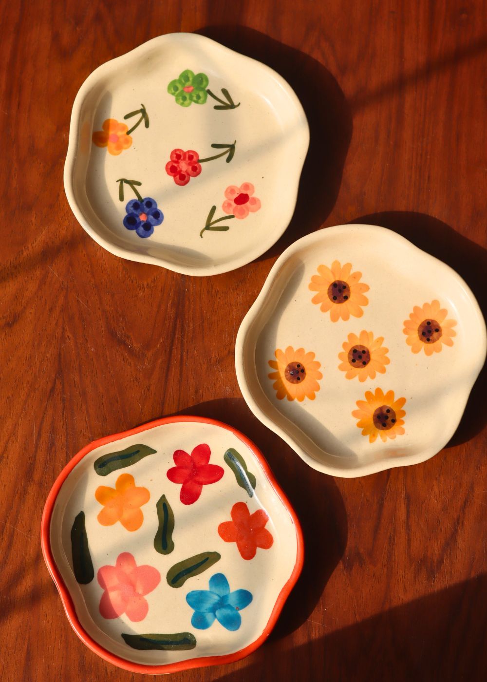 Set of 3 - Daisy Dreams Handmade Dessert Plates made by ceramic