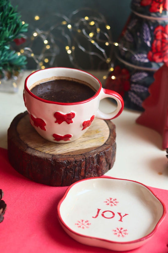 handmade Bow Mug & Joy Handmade Dessert Plate