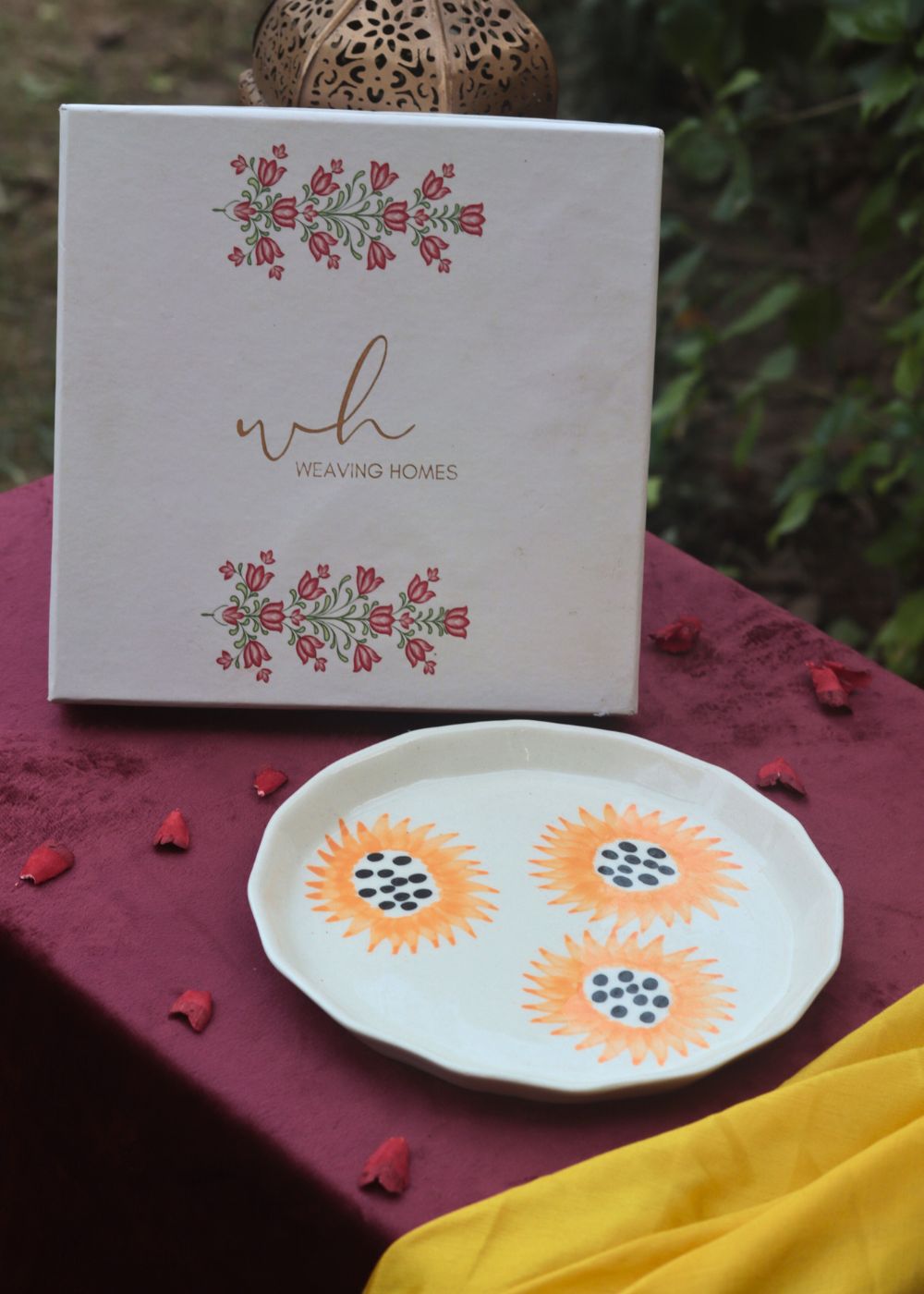 Sunflower Plate in a Gift Box handmade in india