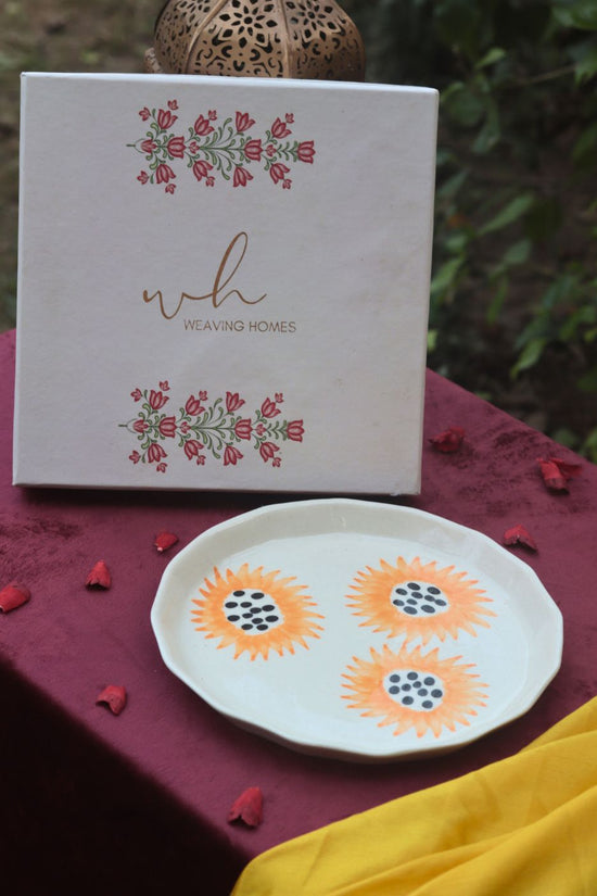 Sunflower Plate in a Gift Box handmade in india