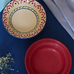 Indie & Deep Red Pasta plate handmade in india