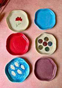 handmade colorful dessert plate set of 6 for the price of 5 combo