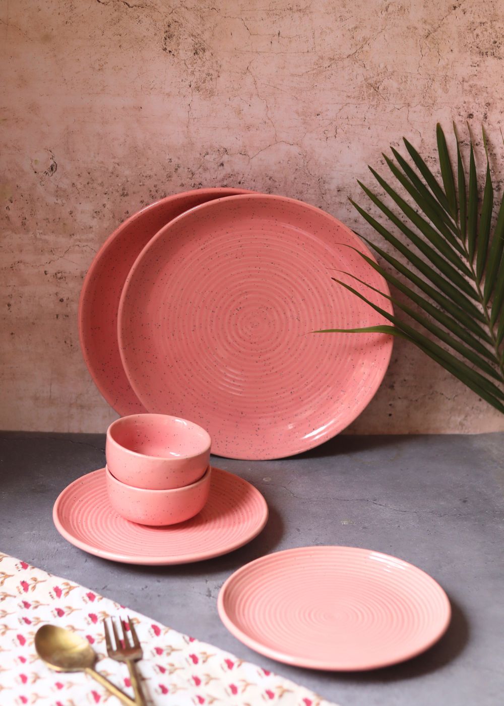 Set of 6 - Rosy Pink Dinner Set with premium quality material