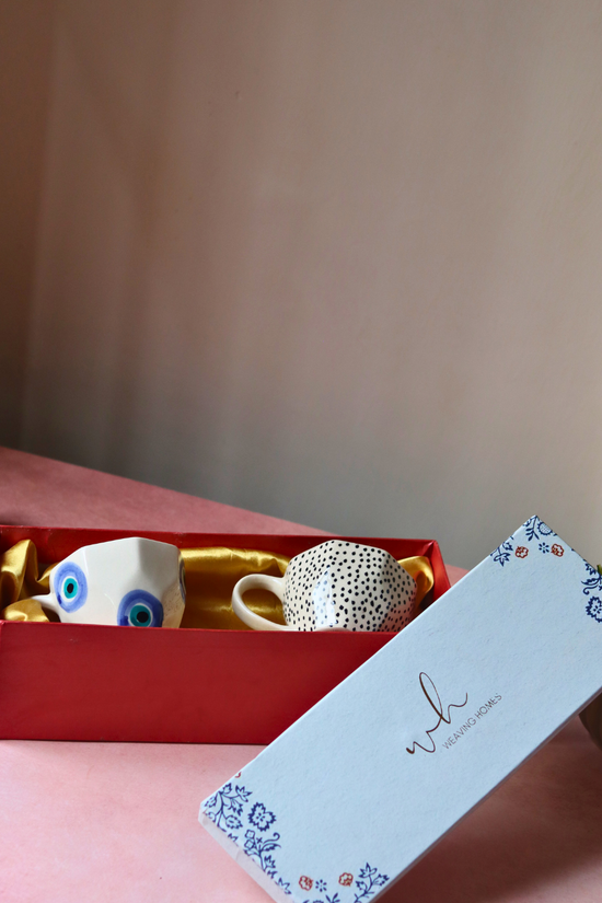 Evil eye & black polka mug in gift box