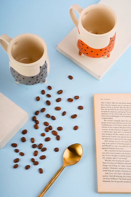 grey & orange cat mug with premium quality material