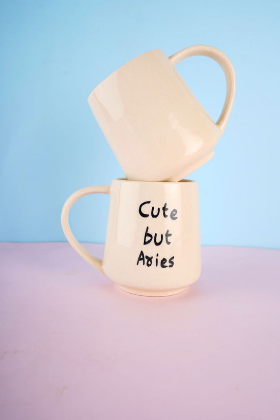 cute but aries mug handmade in india