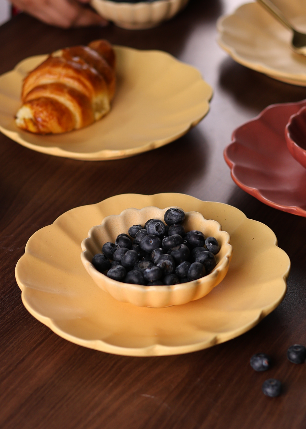 Handmade ceramic bowls & plates with berries 