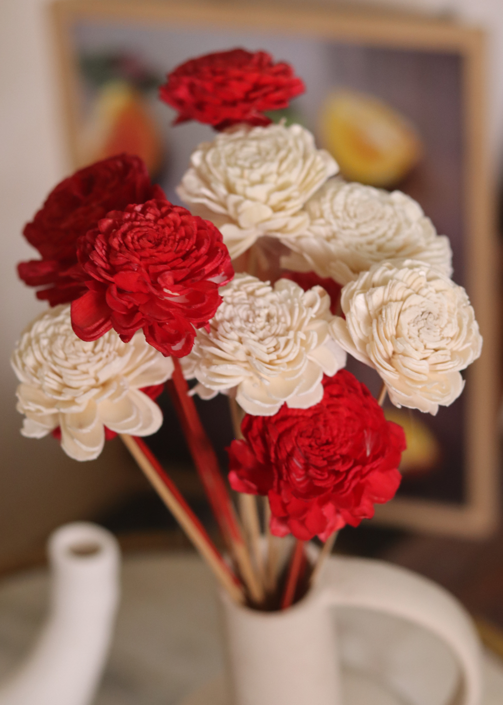 Red & white dried flowers bouquet