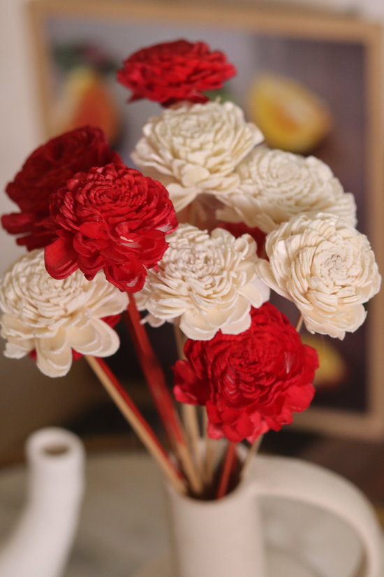 Red & white dried flowers bouquet