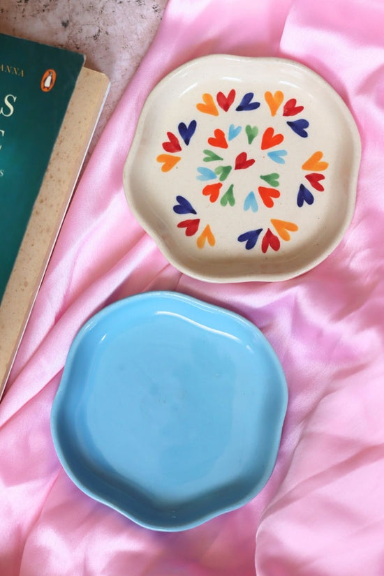 LoveisLove & Ocean Blue Handmade Dessert Plate Made by ceramic