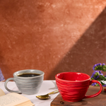 handmade red & grey twirl coffee mug