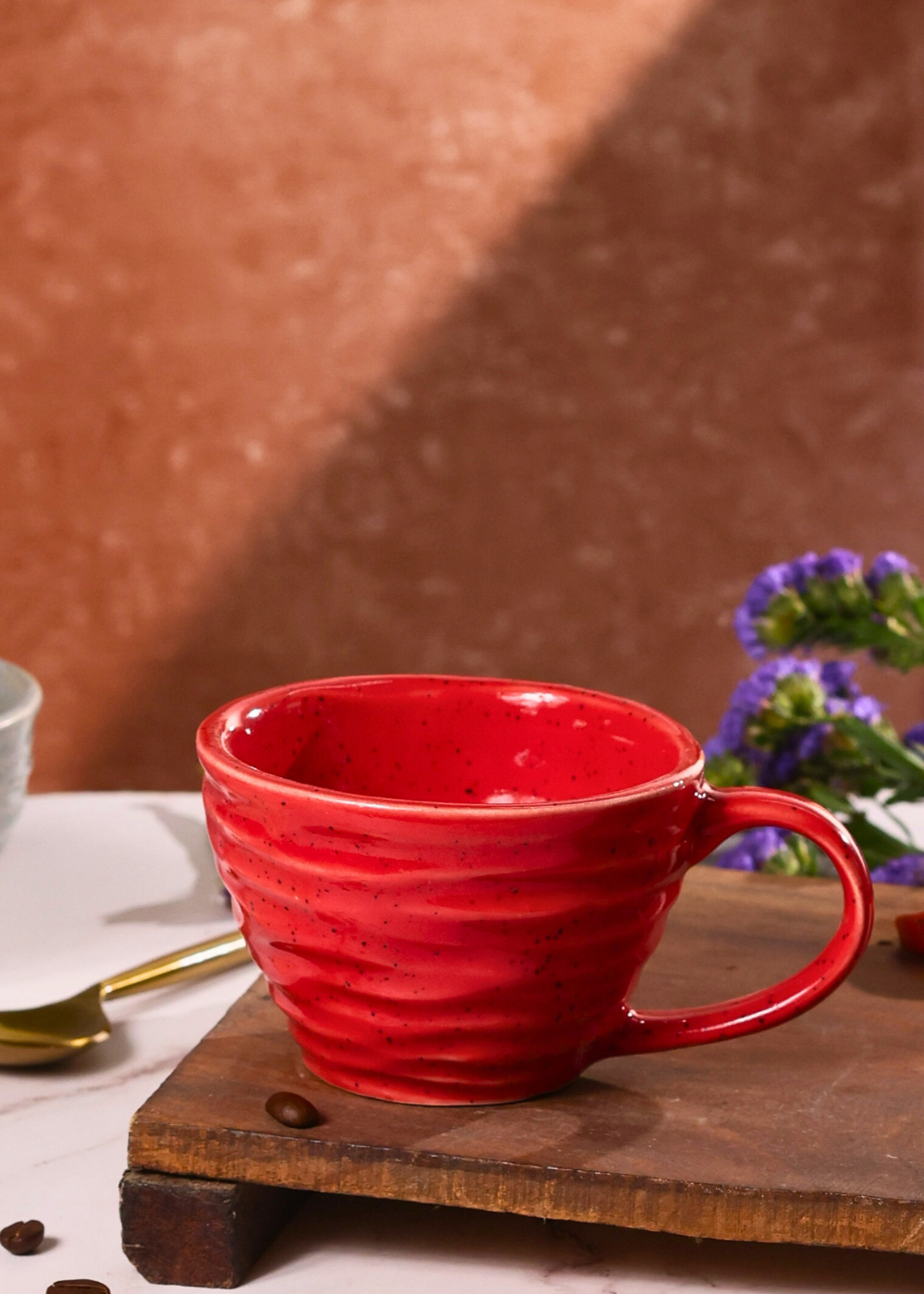 red twirl coffee mug made by ceramic 