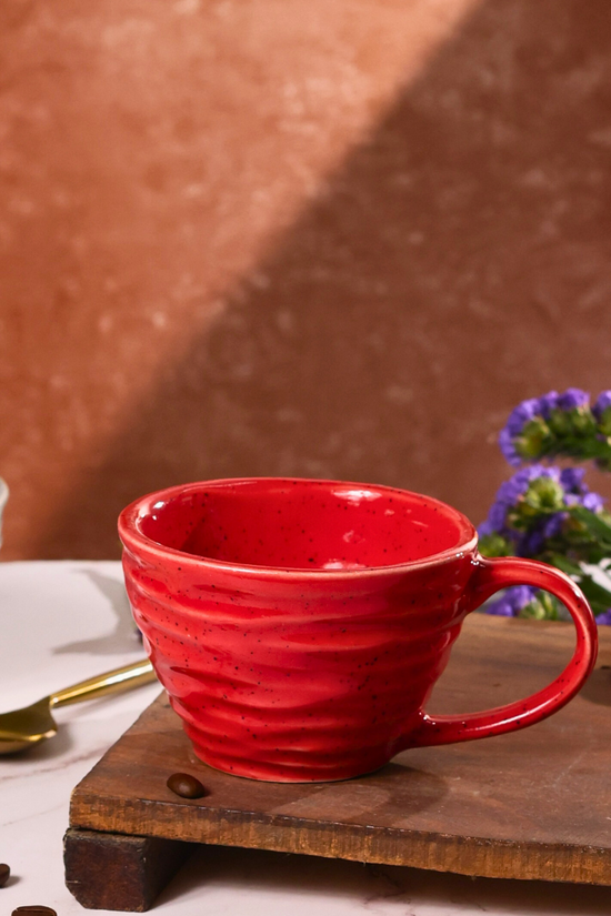 red twirl coffee mug made by ceramic 