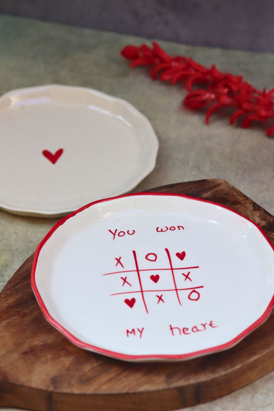 Set of 2 - Heart & You won my heart plates combo handmade in India