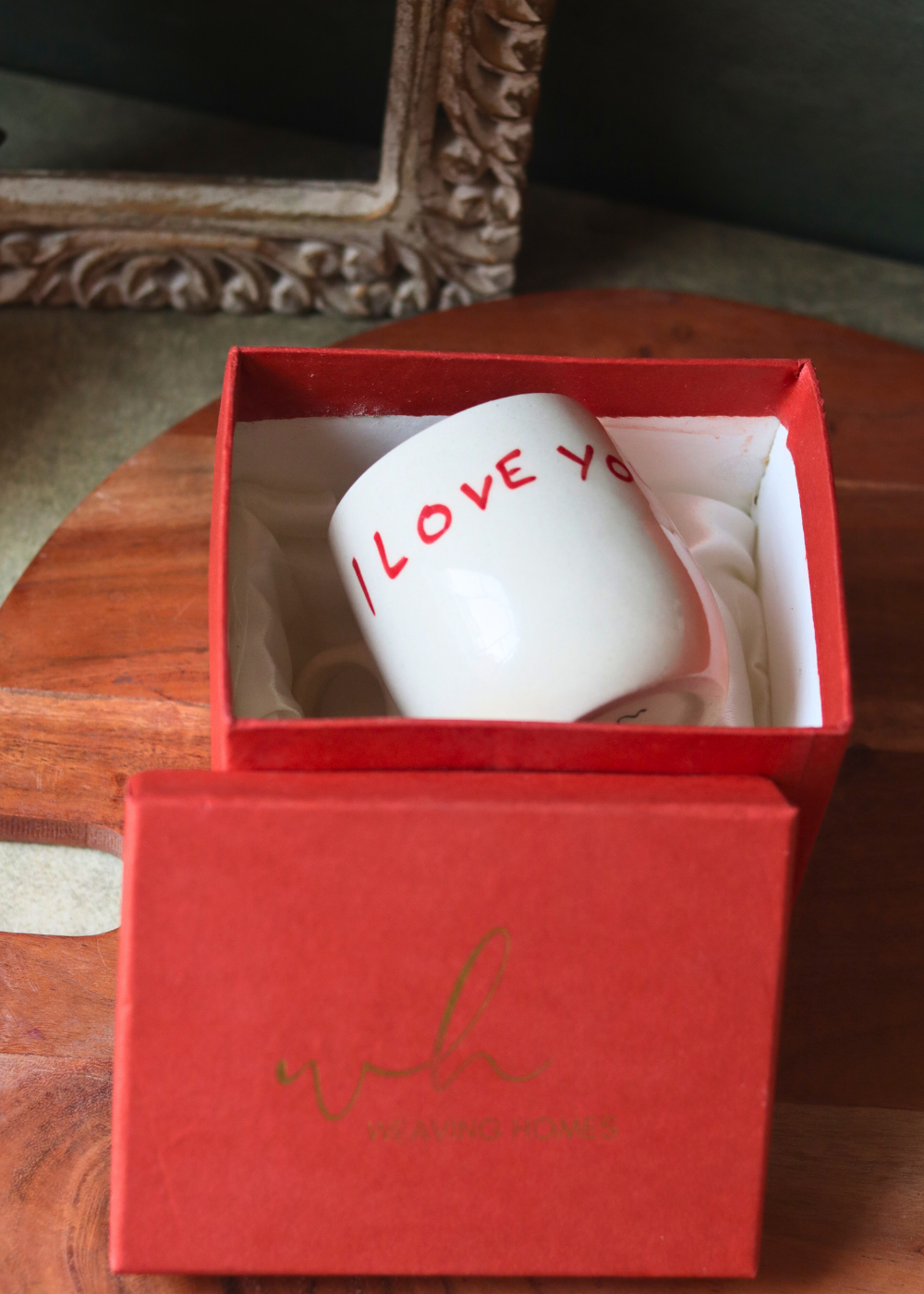 Handmade coffee mug in gift box 
