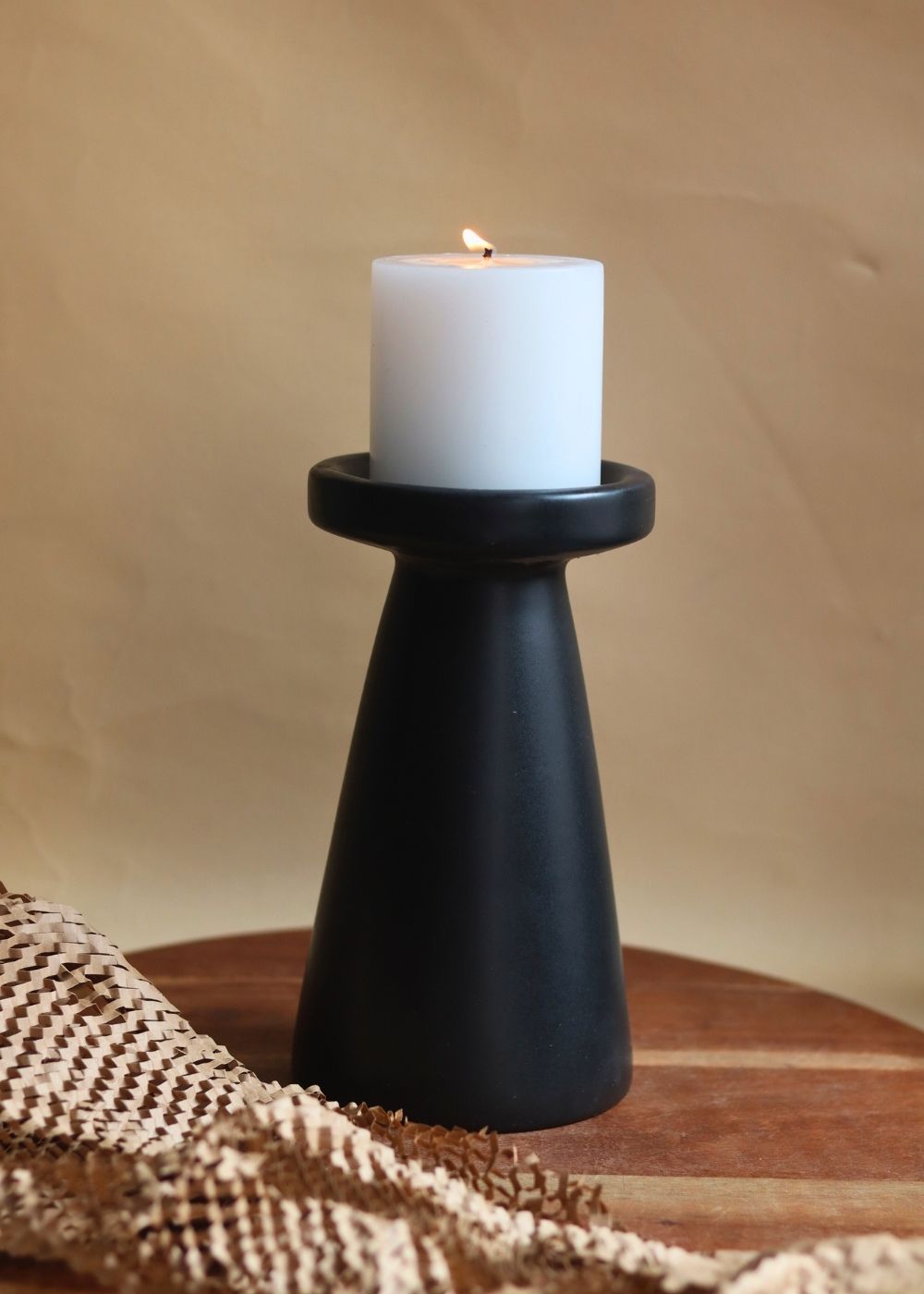 Black Pillar Candle Holder - Large with premium quality material