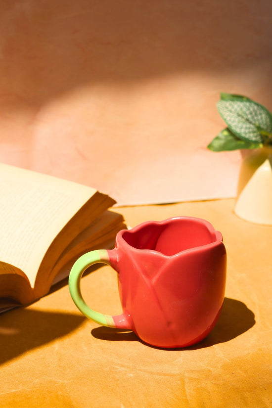Tulip Coffee Mug - Red handmade in India