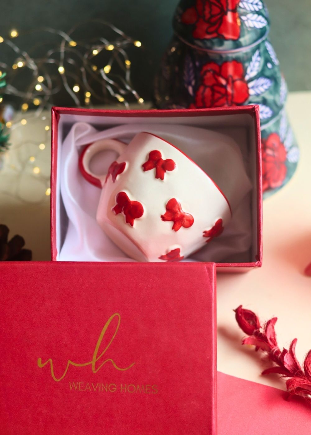 Handmade Bow mug in a Gift Box