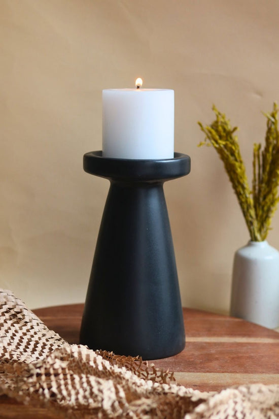 handmade Black Pillar Candle Holder - Large