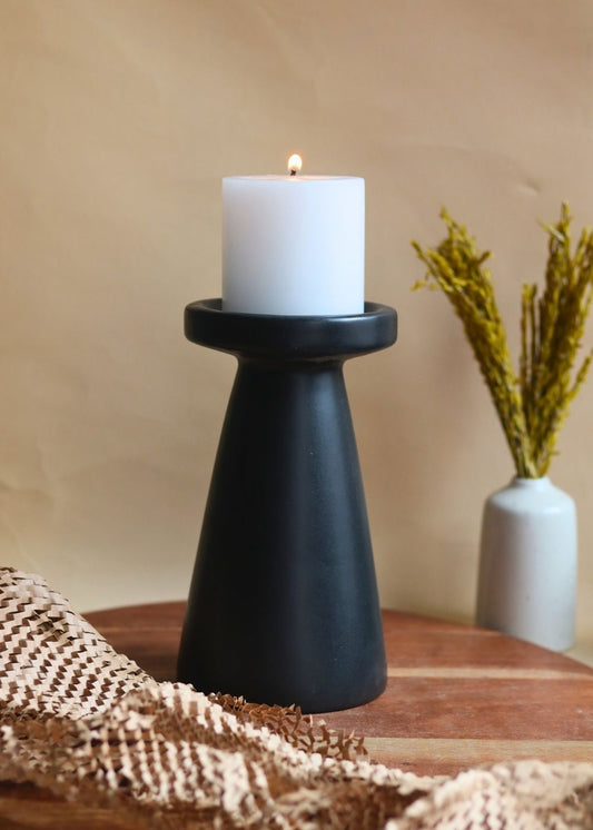 handmade Black Pillar Candle Holder - Large
