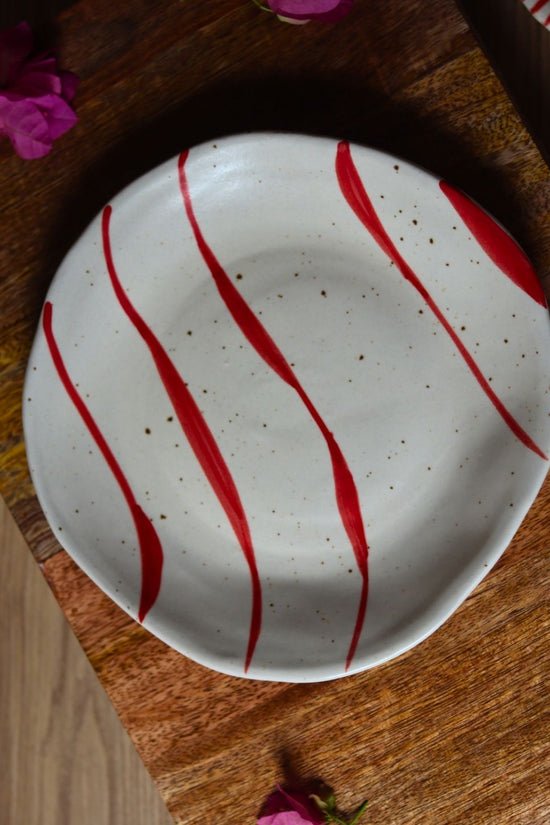 Red Abstract Line Plate