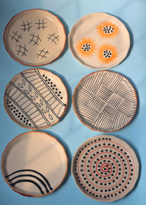 Set of 6 Handmade Snack Plates (for the price of 5) made by ceramic