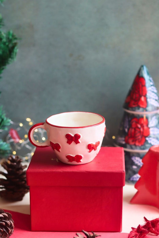 Bow mug in a Gift Box made by ceramic