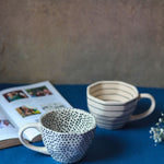 Black Lined & Black Polka Mugs made by ceramic