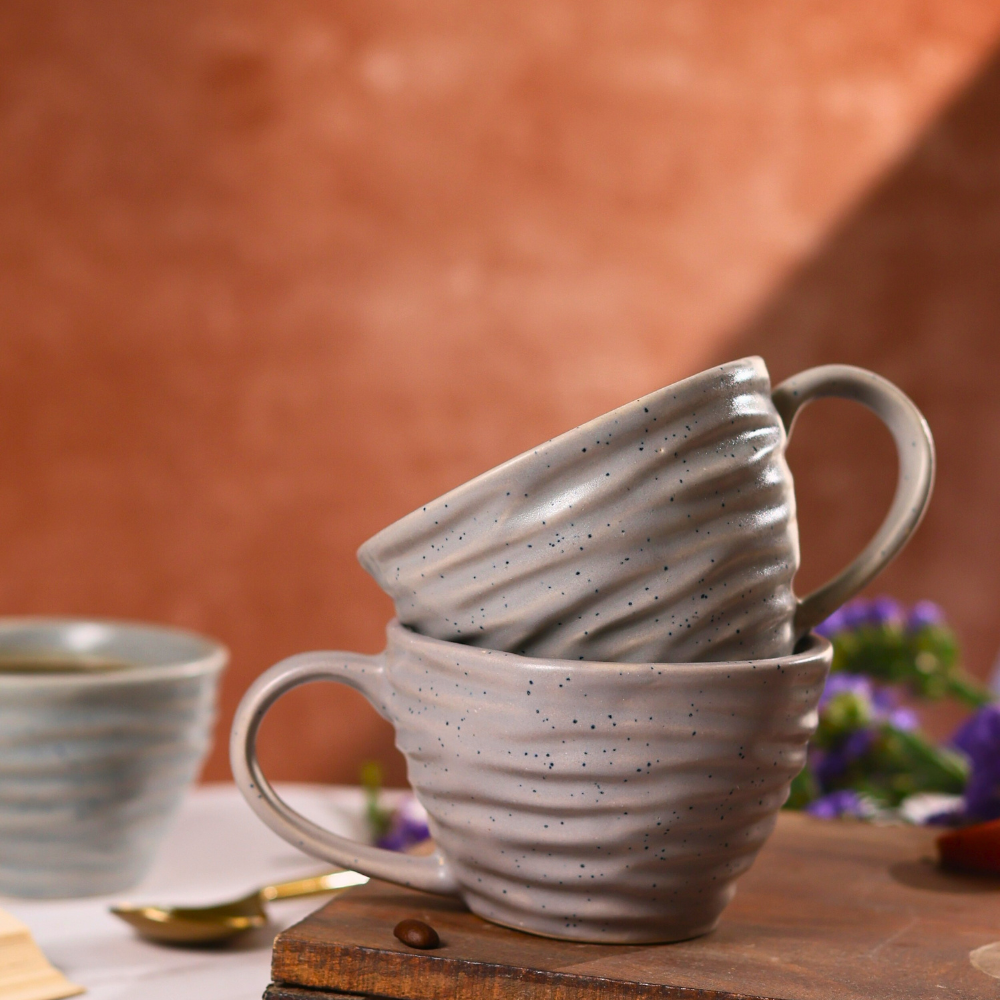 Handmade grey coffee mugs 