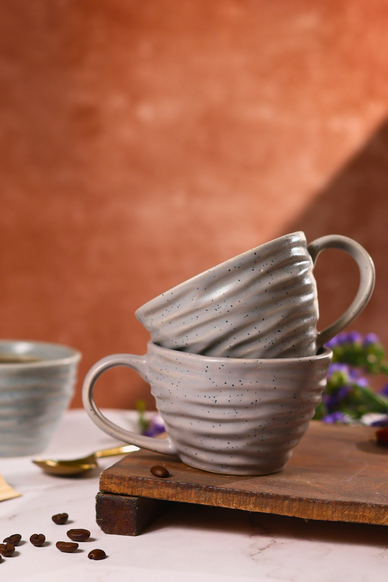 Handmade grey coffee mugs 