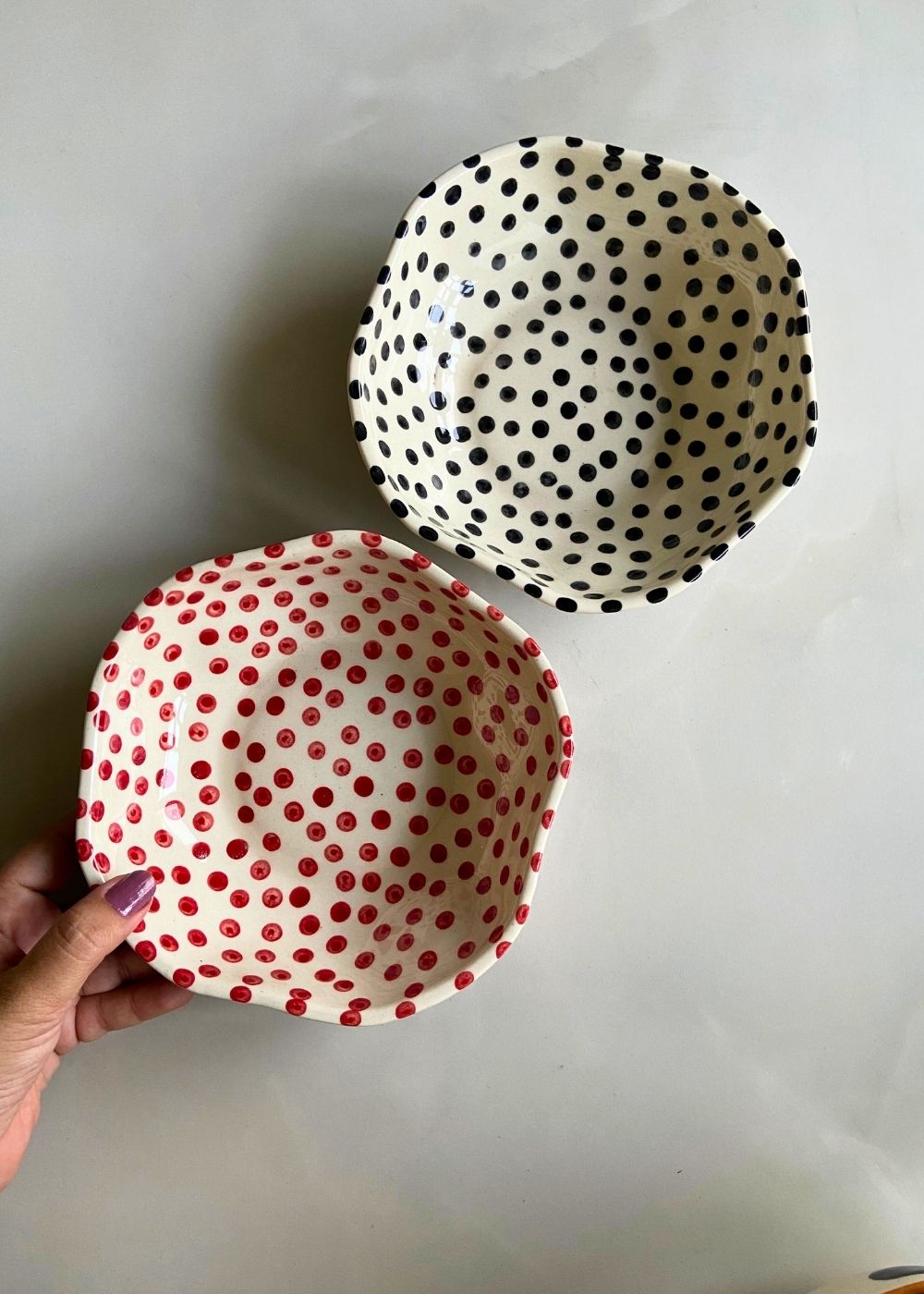 Red & black POlka Bowls Combo handmade In india 