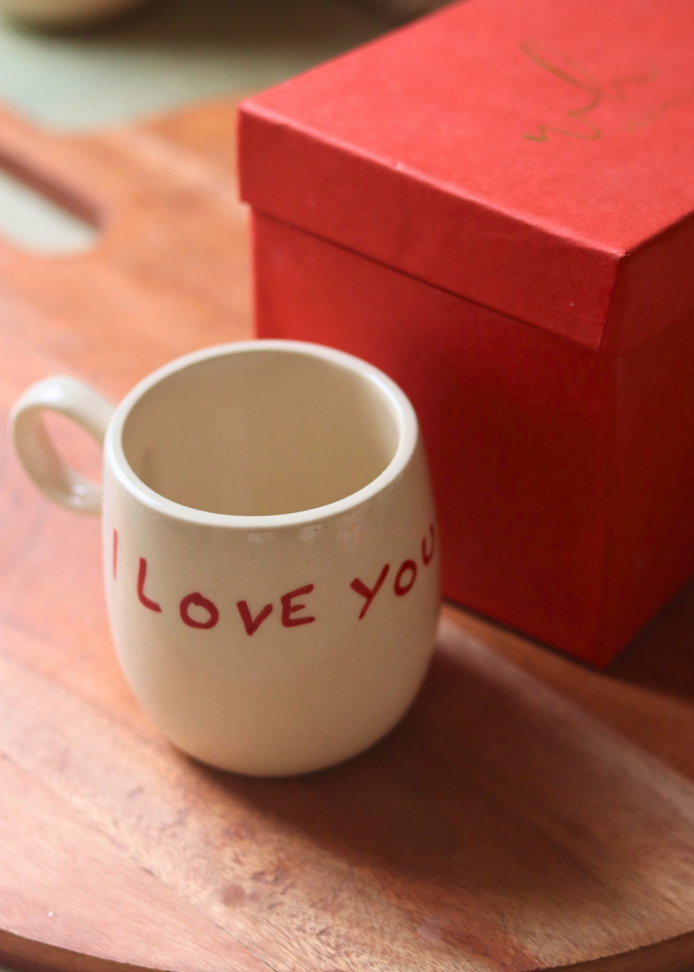 Handmade ceramic i love you coffee mug with box 