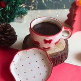 Bow Mug & Red Polka Handmade Dessert Plate with premium quality material