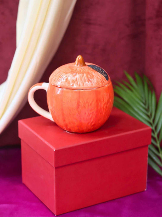 Orange Mug With Lid in a Gift Box