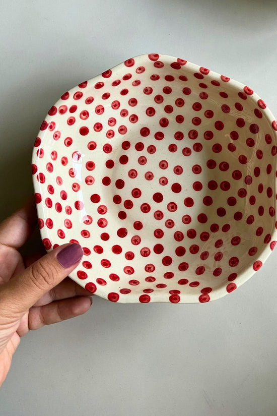 Red & black Polka Bowl Handmade in india 