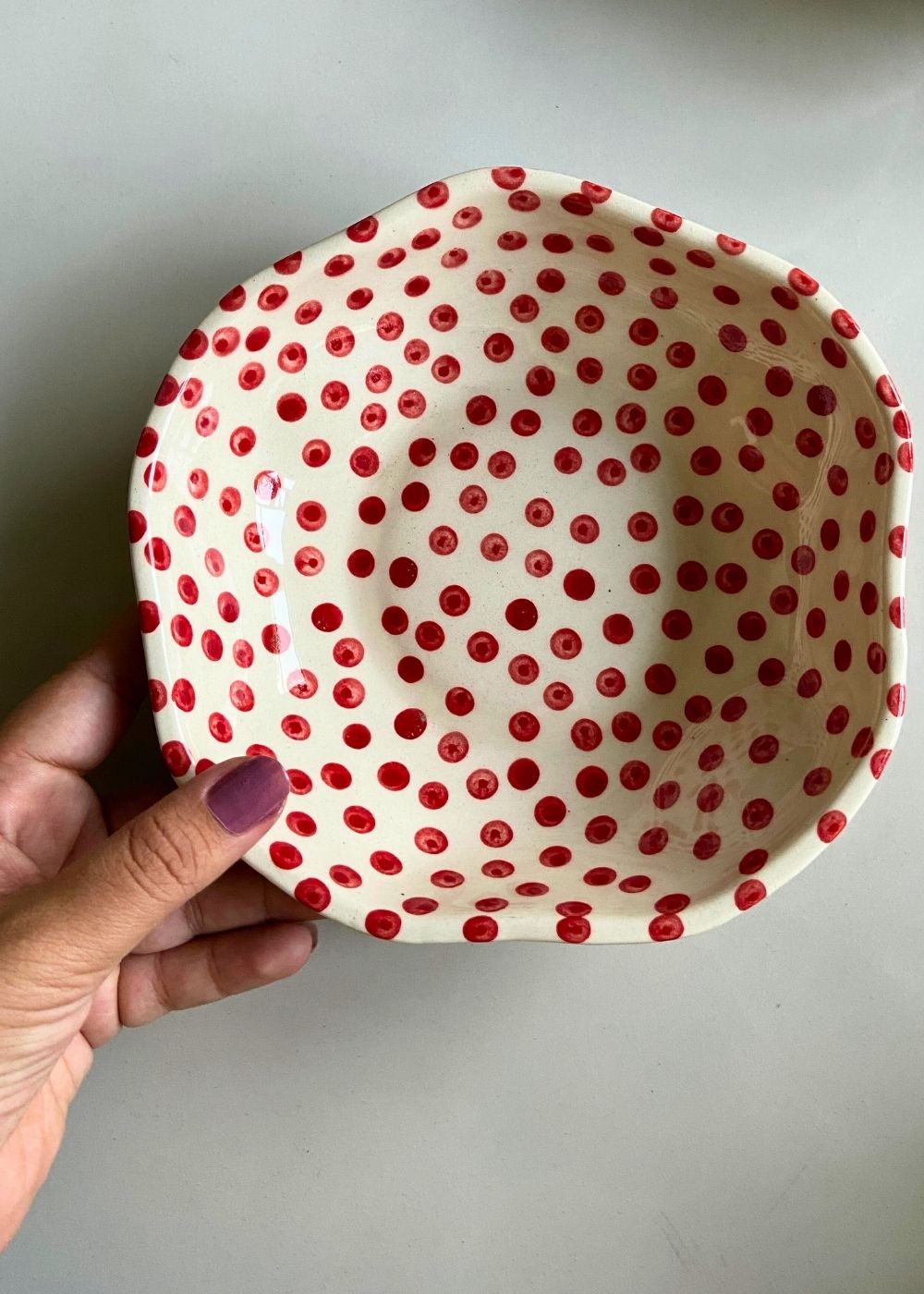 Red & black Polka Bowl Handmade in india 