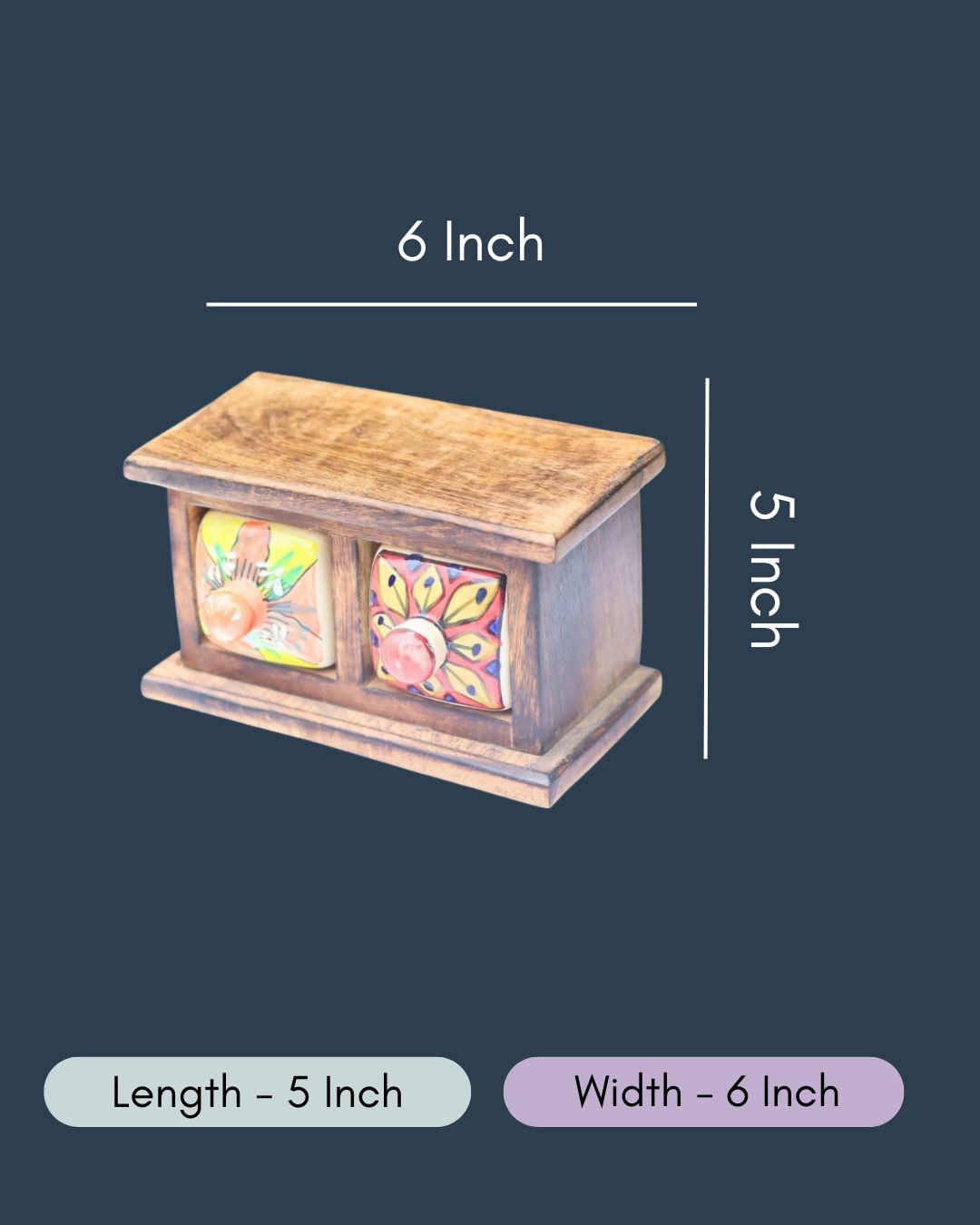 Wooden Decor Drawer – Tribal Hues