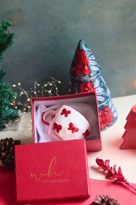 Bow mug in a Gift Box handmade in india