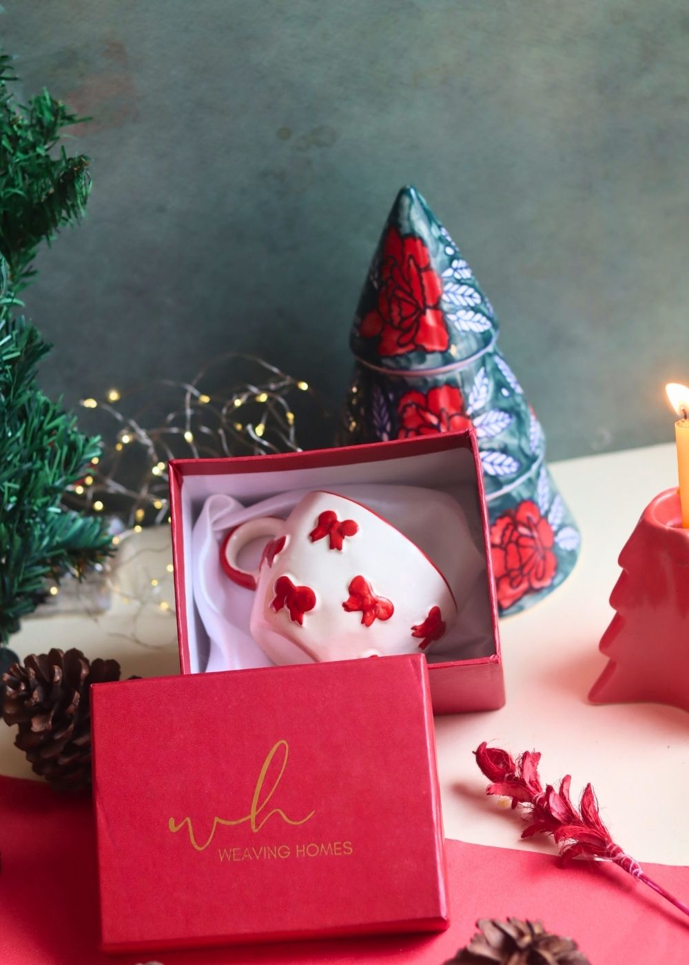 Bow mug in a Gift Box handmade in india