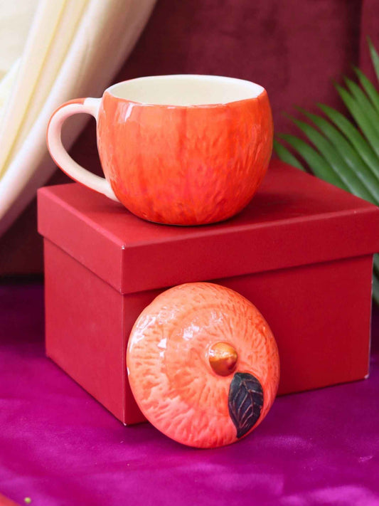 Orange Mug With Lid in a Gift Box