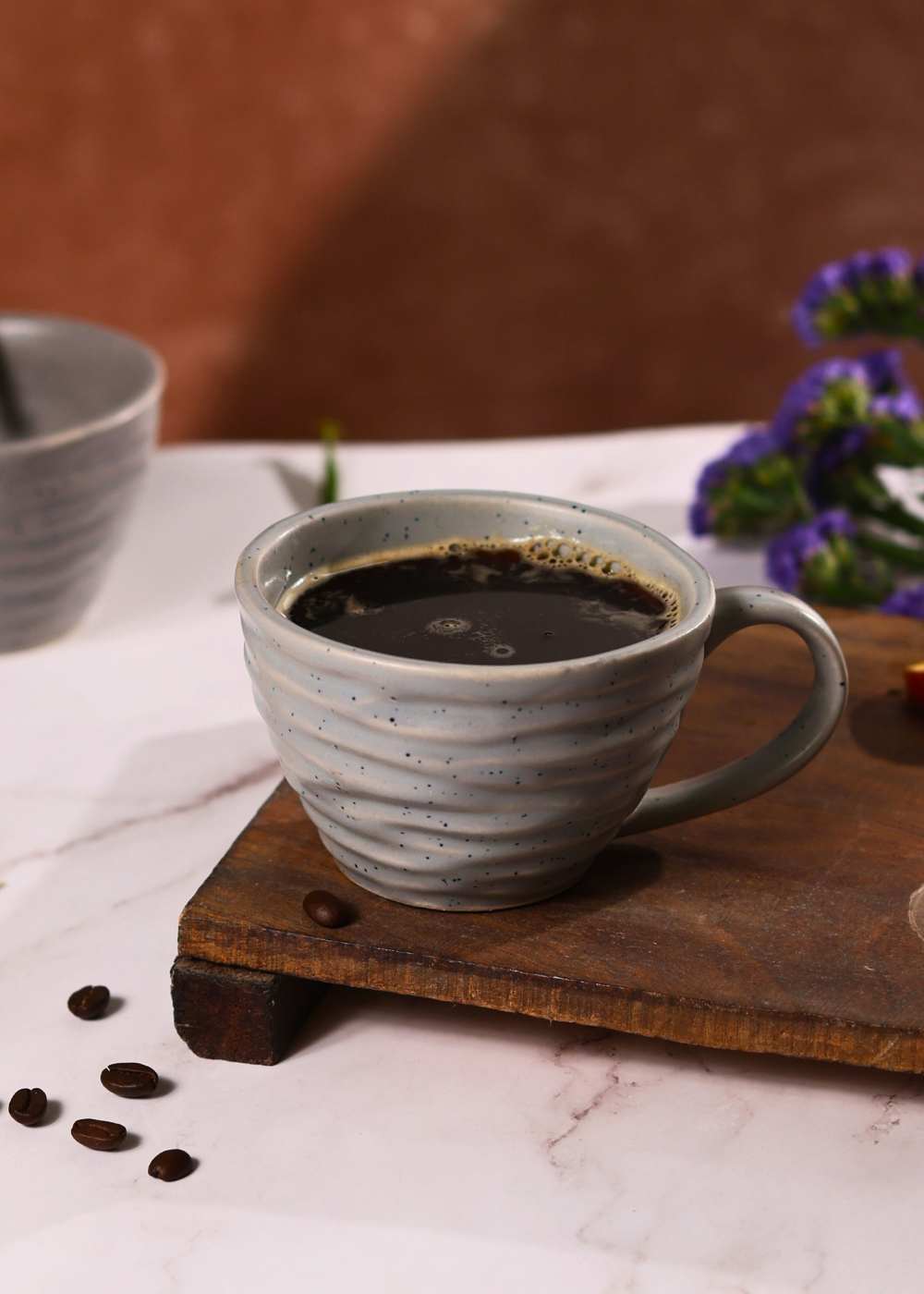 grey twirl coffee mug made by ceramic 