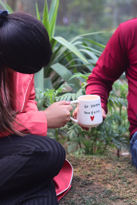 Ceramic coffee mug quoted So Happy You Exist Mug