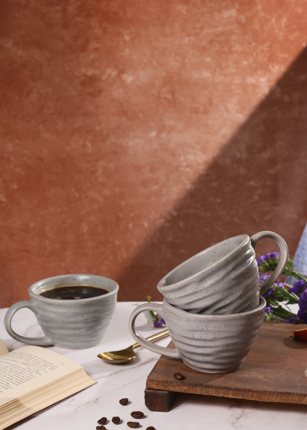 ceramic grey twirl coffee mug 